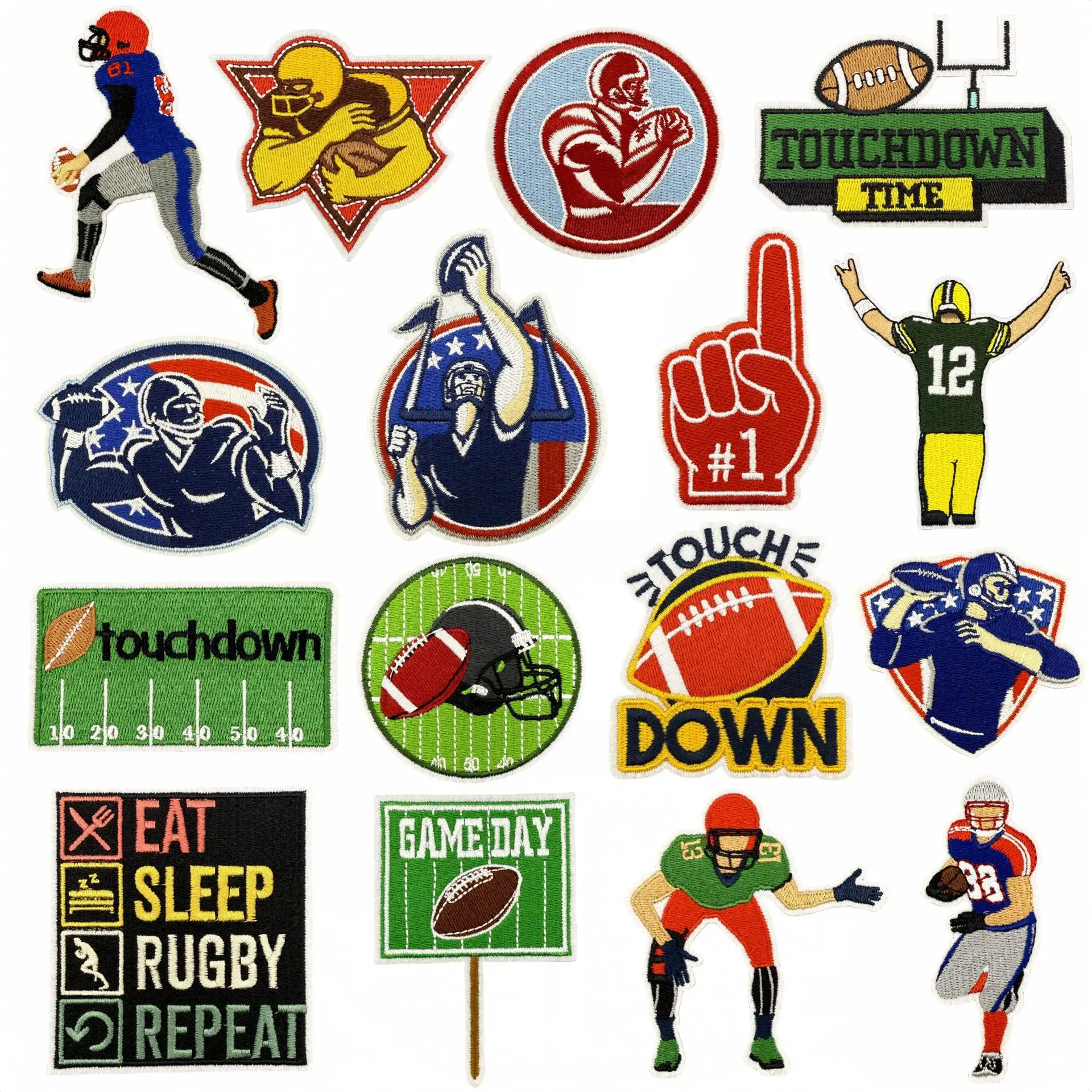 Sports Cartoon Rugby Embroidered Iron On Patches For Clothing Decoration DIY Sewing Badges