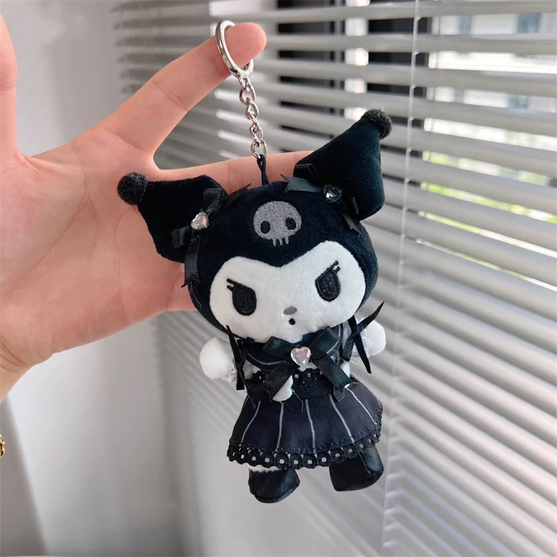 Sanrioed Kawaii Hello Kitty Kuromi Plush Doll Toys colgante, lindo llavero de felpa, bolso colgante, regalos de Navidad, 12cm