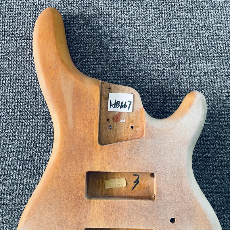 HB667 Solid Redwood Jazz Bass Active Pickups Model Unfinished Electric Bass Body with Paints Problems for DIY Replace