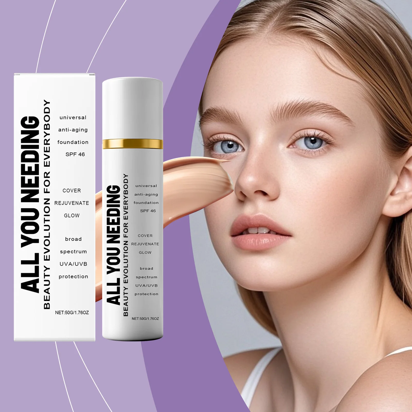 Base ligera SPF46, cobertura de proteccin solar, maquillaje Natural desnudo, base de maquillaje que difumina los poros, ilumina la piel, maquillaje diario