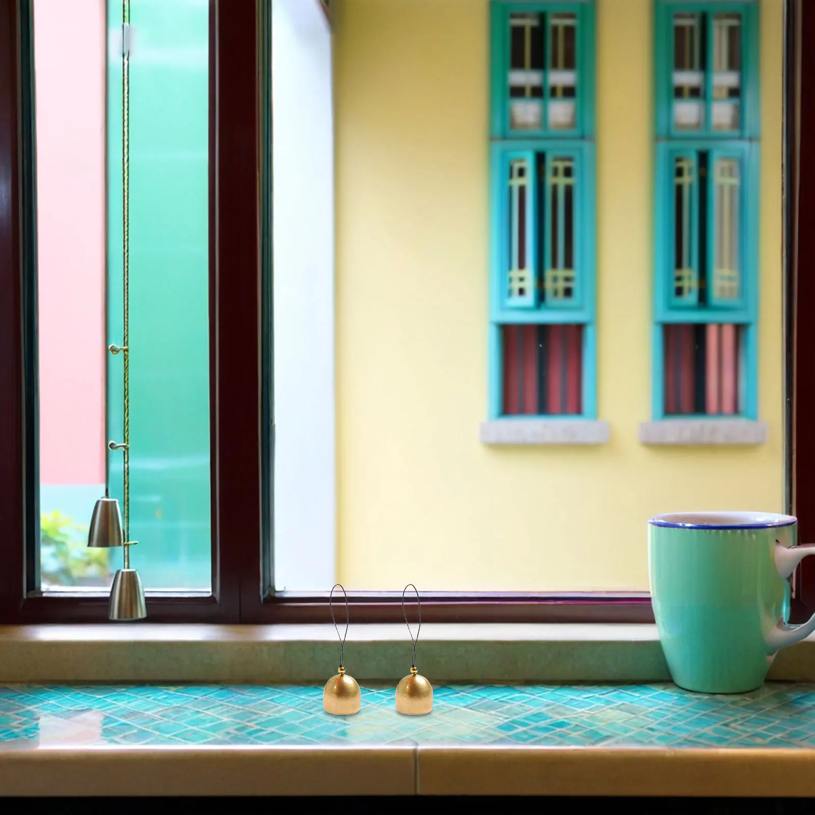 

6Pcs Wind Chimes Hanging Bells Vintage Brass Decorative Small Craft Bell Pendants for Door Window Garden Home Decor