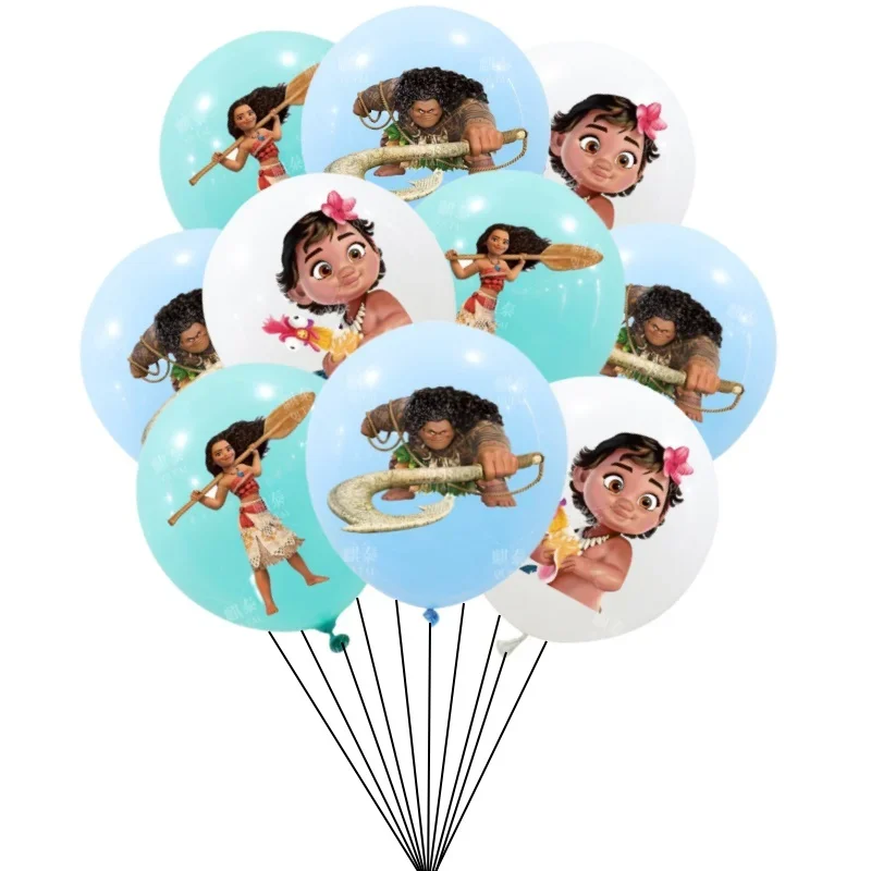 15Pcs 12inch Disney Moana Latex Balloons Happy Birthday Party Decorations Moana Maui Party Supplies For Kids Baby Shower