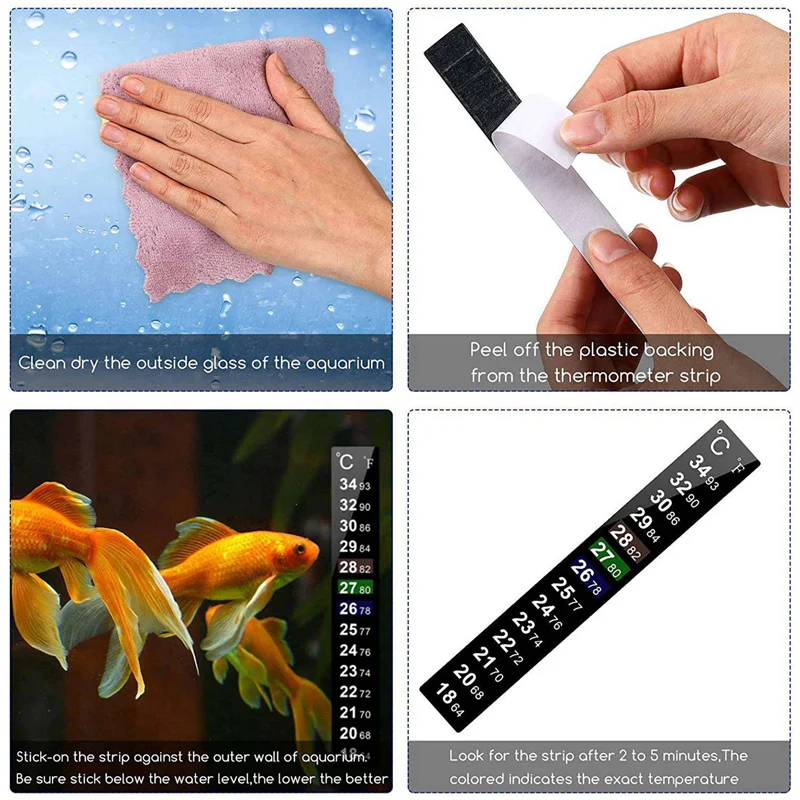 GTBL 180 Pieces Digital Temperature Sticker Adhesive Thermometer Strip Fermenter Adhesive Crystal Strip Aquarium Thermometer