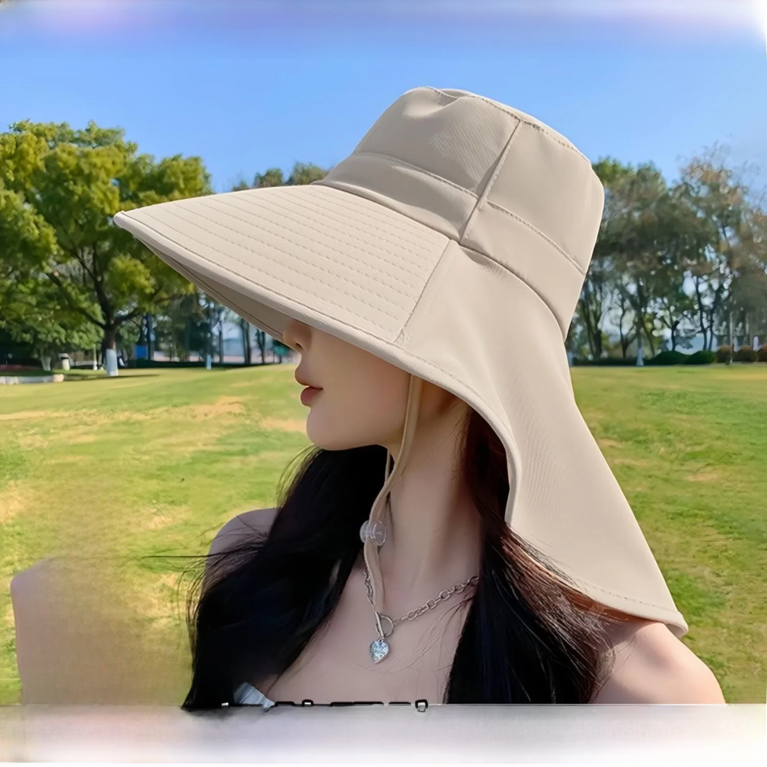 professional-uv-protection-sun-hat-for-women-outdoor-travel-casual-round-top-hat-with-shoulder-scarf-neck-protection