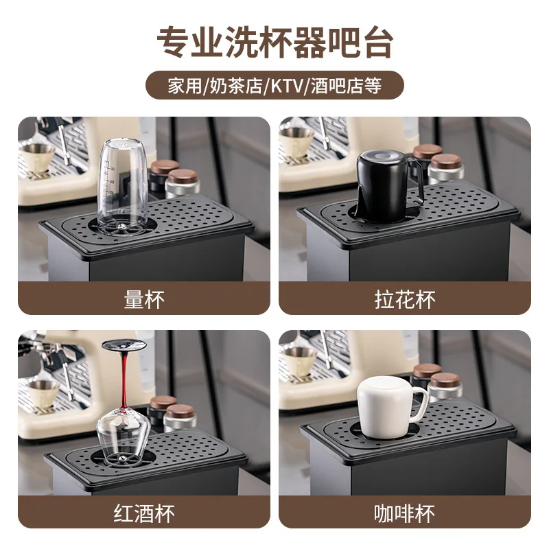 Encimera de carrito de café, lavadora de tazas de alta presión, puesto de té de la leche al aire libre, artifa de elaboración de tazas automática sin perforación de acero inoxidable