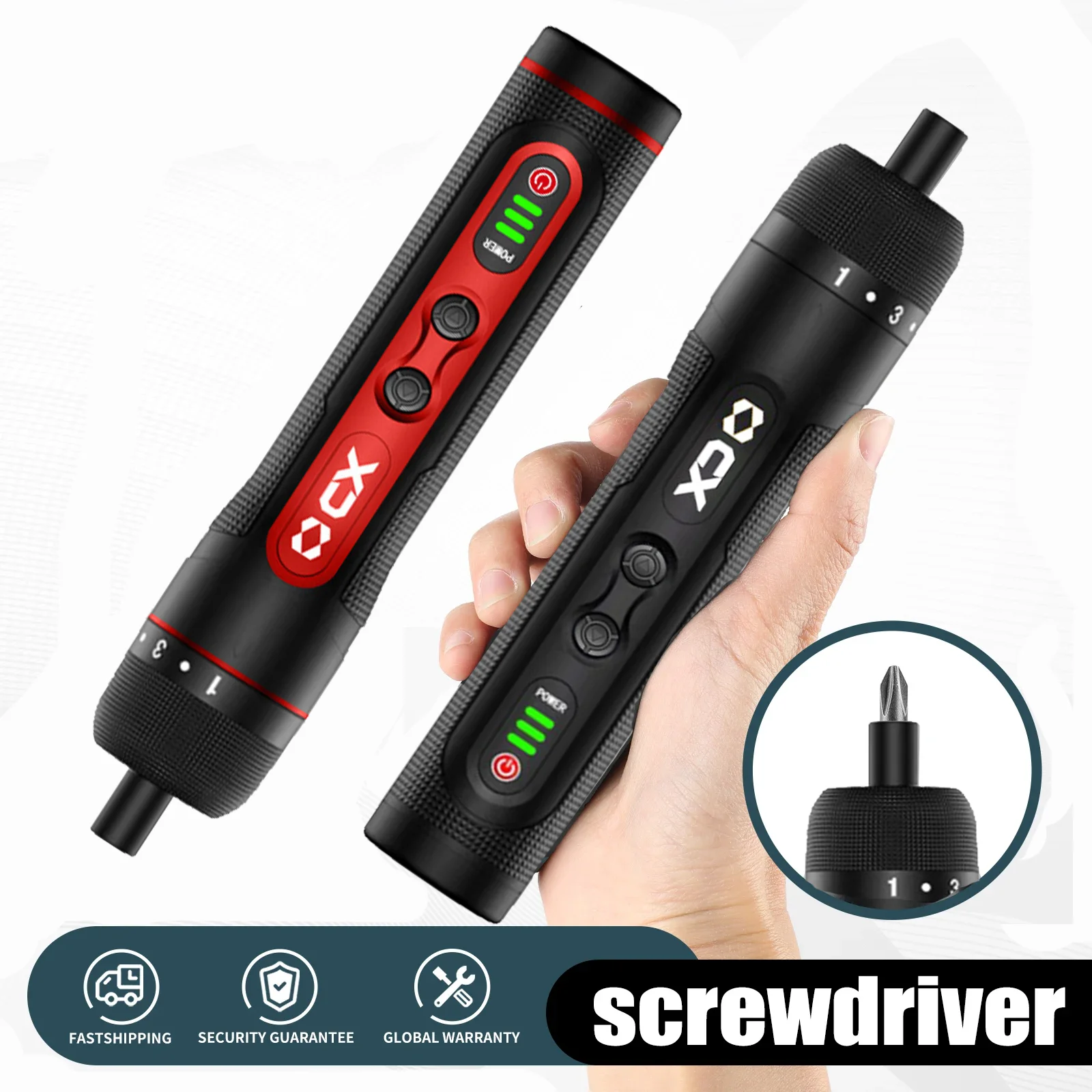 

3.6V Power Cordless Screwdriver Rechargeable Set with Li-ion Battery 8-stage Torque Magnetic Hex Chuck Mini Electric Screwdriver