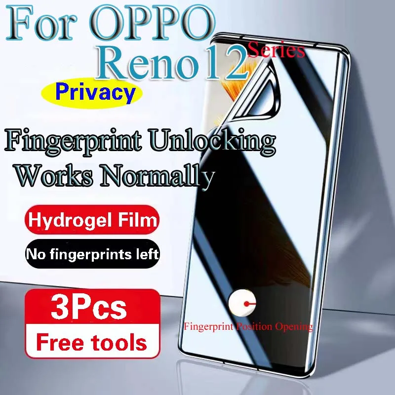 Reno12Pro Anti-peeping Hydrogel Film For OPPO Reno12 Pro Privacy Screen Protector Reno 12Pro Fingerprint Unlocking Works