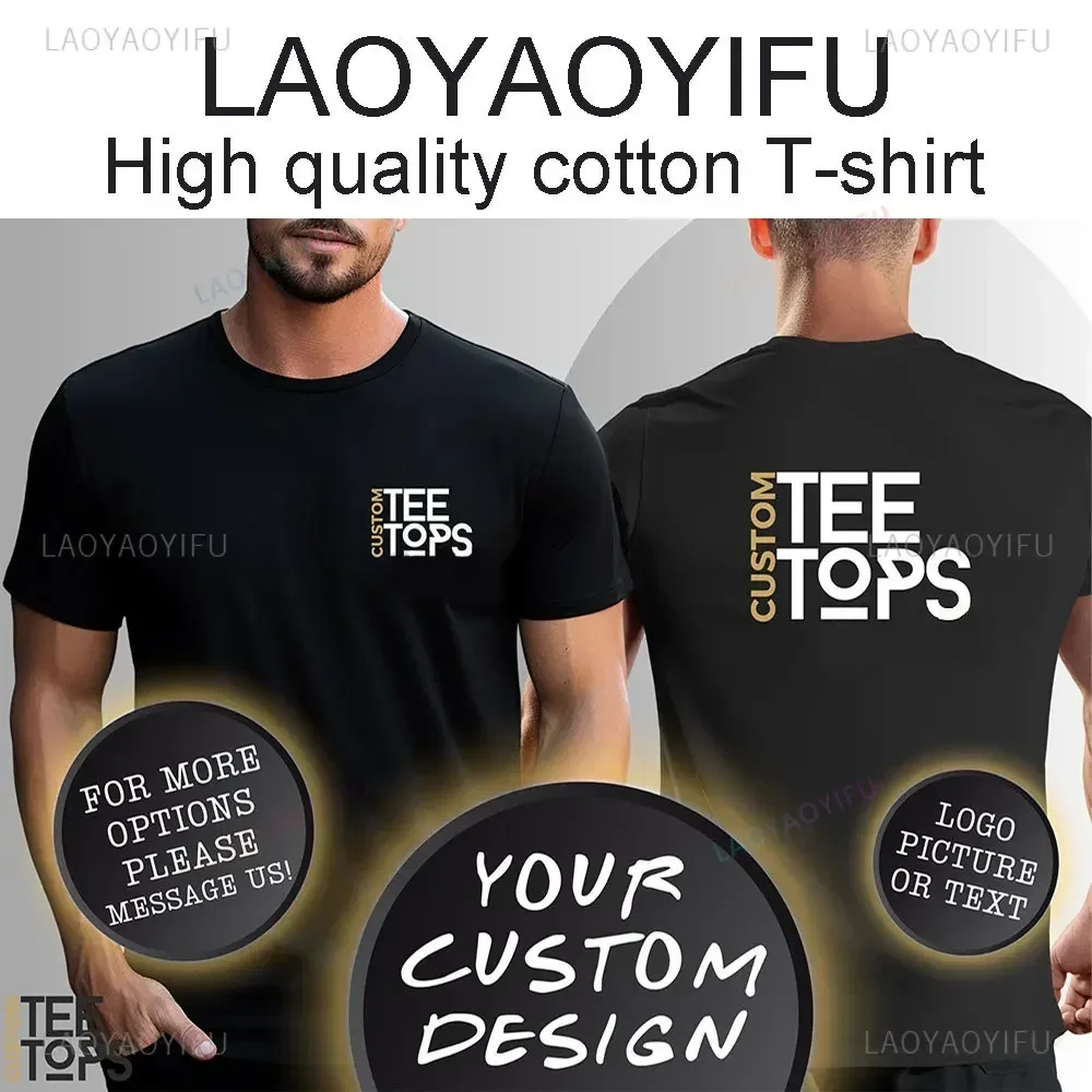 Custom Tshirt Front Back Print Professional Your Own Design Text Photo Male Personalized Premium Gifts Cotton T-shirt