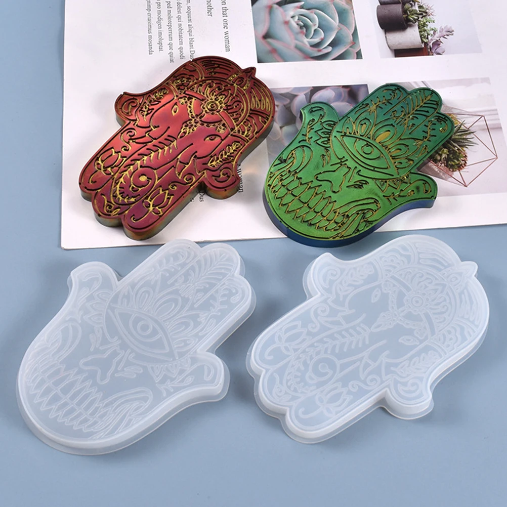 

2pcs Hand Diy Silicone Multi-Purpose Epoxy Casting Crafts Resin Mold Reusable Flexible Retro Design Palm Mold