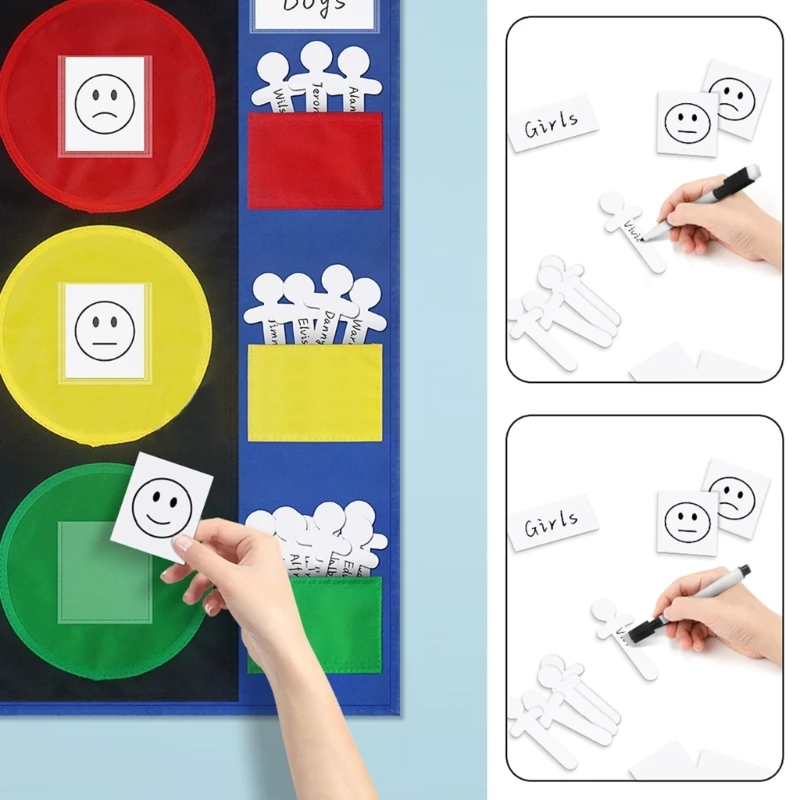 Gráfico bolsillo con semáforo para colgar en pared, tabla bolsillo comportamiento infantil 19x26 pulgadas para