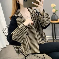 Check Short Wool & Blends Jacket for Women Blazer Coats Woman Elegant Cold Outdoor Clothes Offers Thick Korean Style Clothing Xl