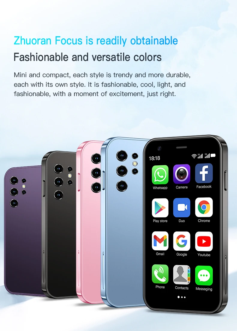 هاتف Soyes Mini 24 Android الذكي 3 بوصة 3 جيجابايت + 32 جيجابايت هاتف بشاشة صغيرة محمول للغاية بطارية 900 مللي أمبير في الساعة متوفر بألوان متعددة