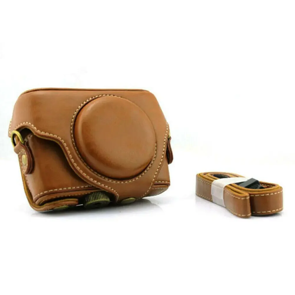 PU Leather Case Cover for RX100 Mark II III IV V M2 M3 M4 M5 M6 M7 with Screw Buttom Case Strap Shoulder Bag