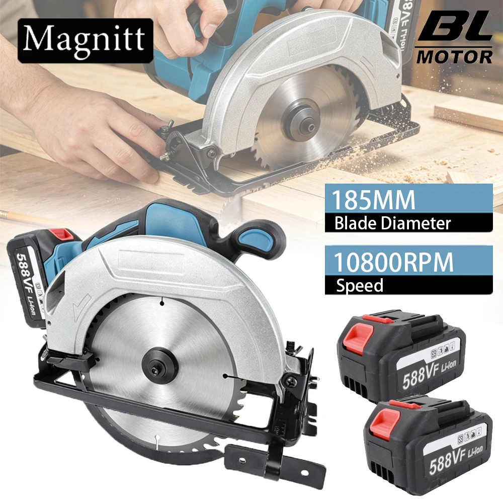 185-mm-Bürstenlose elektrische Kreissäge, 10800 U/min, kabellos, mit einstellbarem Winkel, Holzbearbeitungswerkzeug für Makita 18-V-Akku