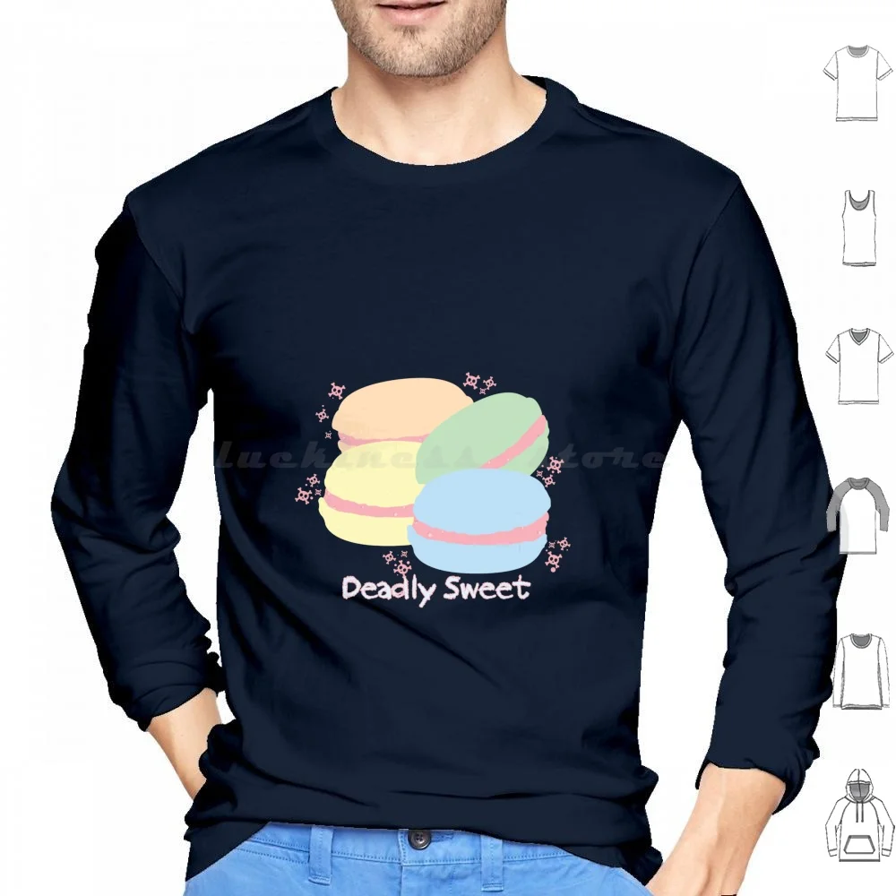 Deadly Sweet Hoodie cotton Long Sleeve Pastel Goth Macarons Dessert Skulls Kawaii Cute