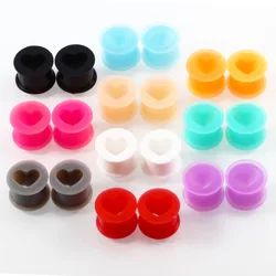 2Pcs Silicone Ear Plugs And Tunnels 4-25mm Hollow Heart Ear Gauges Expander Stretcher for Earrings Piercing Body Jewelry