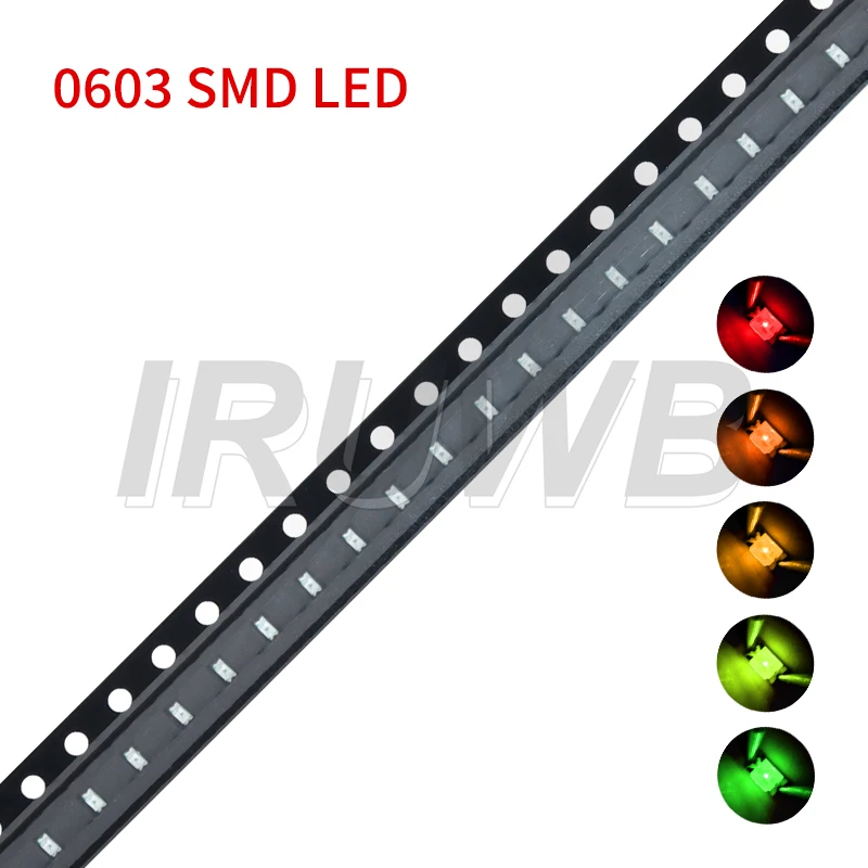 100PCS 0603 Blue Red Yellow Green Warm White Orange Pink LEDs SMD LED Light Emitting Diode Bead