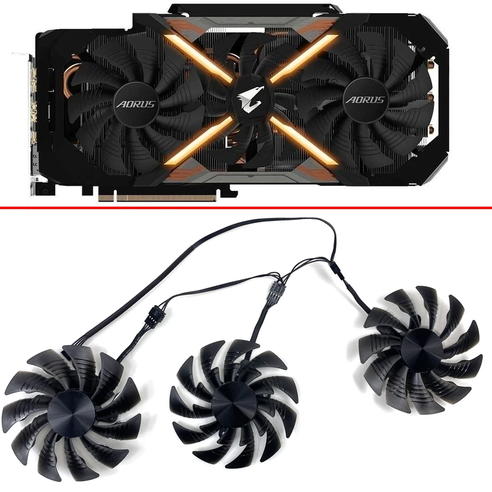 

NEW Cooling Fan 95MM 4PIN T129215BU PLD10015B12H GeForce GTX1080 fan For GIGAYTE AORUS GTX 1080 Ti RTX 2060 Xtreme Edition GPU