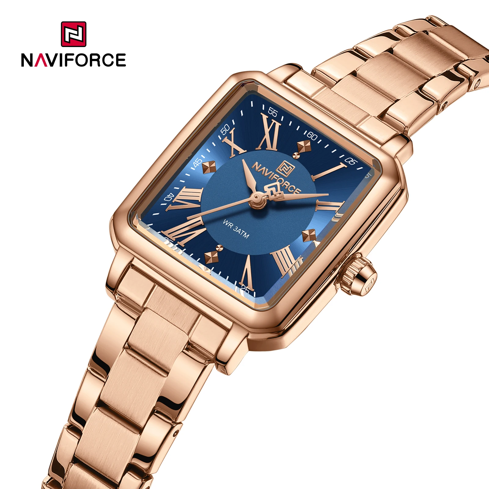 

NAVIFORCE 5065 Elegant Ladies Quartz Watch Simple Square Small Dial Waterproof Steel Strap Casual Business Watches for Woman
