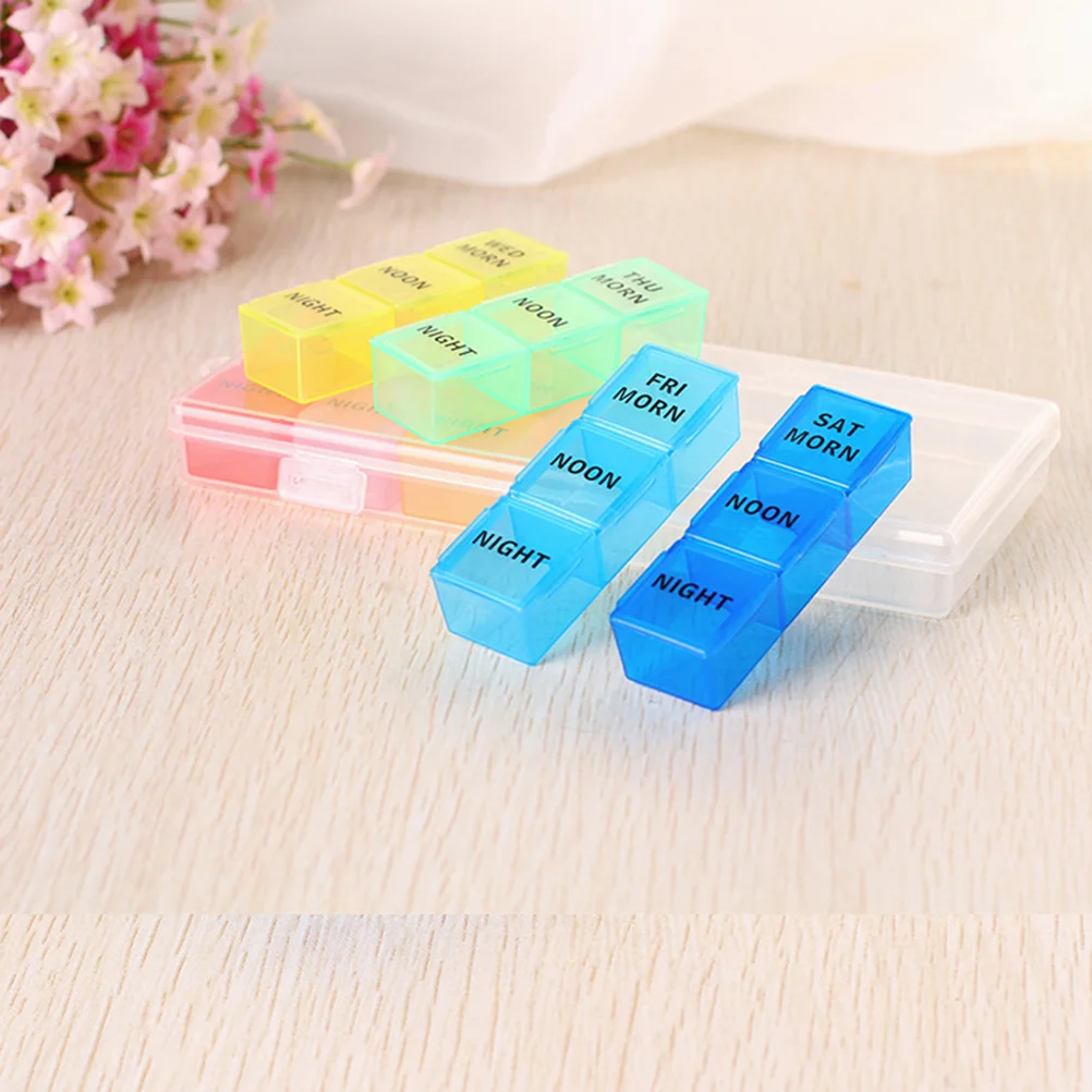 2 Pcs First Aid Box Medicine Pillboxes 7 Days Spanish Organizer Pocket Case Storage Pack Weekly