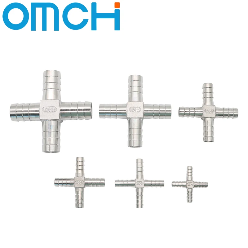 6 8 10 12 13 14 15 16 20 25 32 40mm Hose Barb Elbow Corss Tee Y Shape 2 3 4 Ways Hosetail Splitter 304 Stainless Water Gas