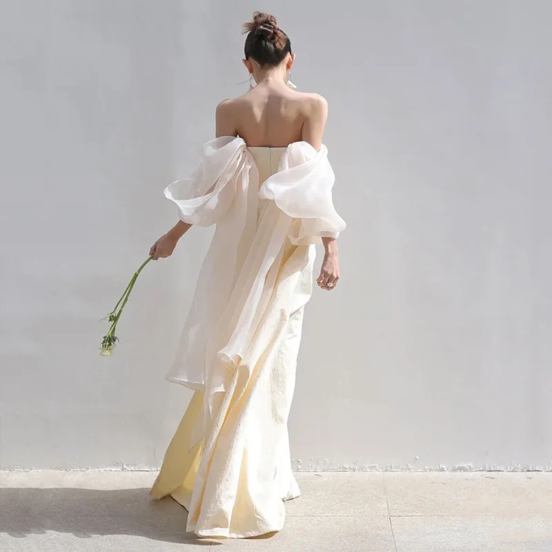 Vestido de novia elegante sin tirantes, traje de tubo hasta el suelo, 2024