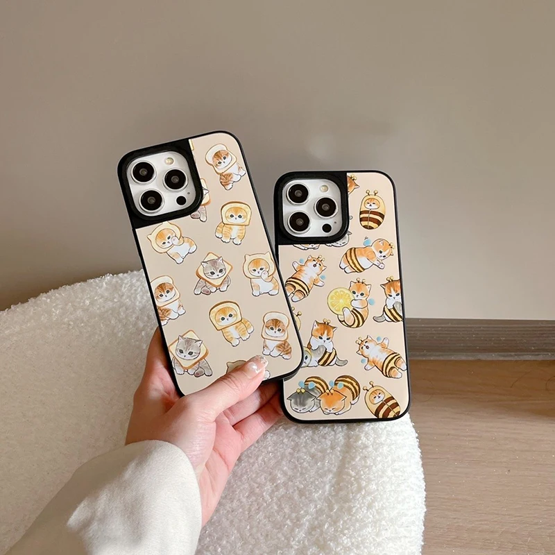 Cute Honeybee Cat MagSafe Mirror Surface Case Phone Case Cover for IPhone 11 12 13 14 15 Pro Max Case for IPhone 15 Pro Max