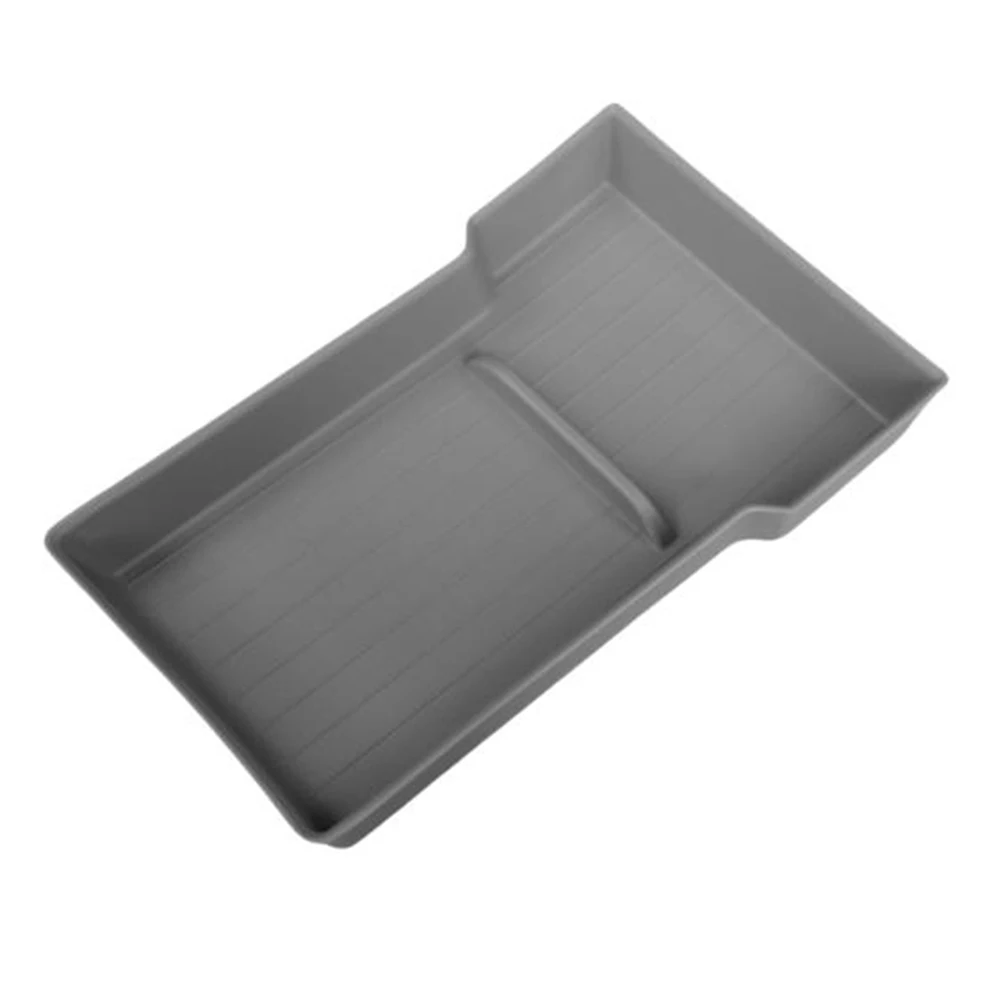 ملحقات السيارة الداخلية، صينية مسند الذراع، منظم مسند الذراع، بديل مباشر، حل تخزين داخلي للمواد البلاستيكية الرمادية