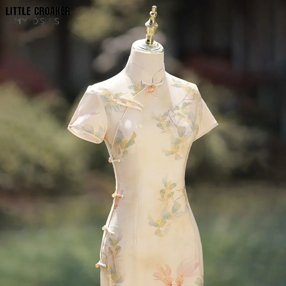 The New Chinese Qipao Improves Cheobgsam The Young Girl's Elegant and Advanced Style Retro Dress for Small Men To Wear In Summer