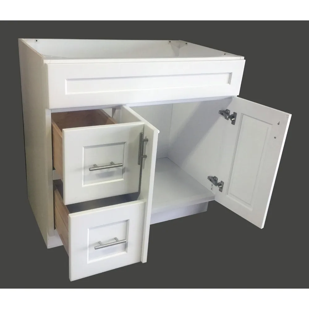 Armário de banheiro estilo abanador de pia única de 36 "de largura e 21" de profundidade