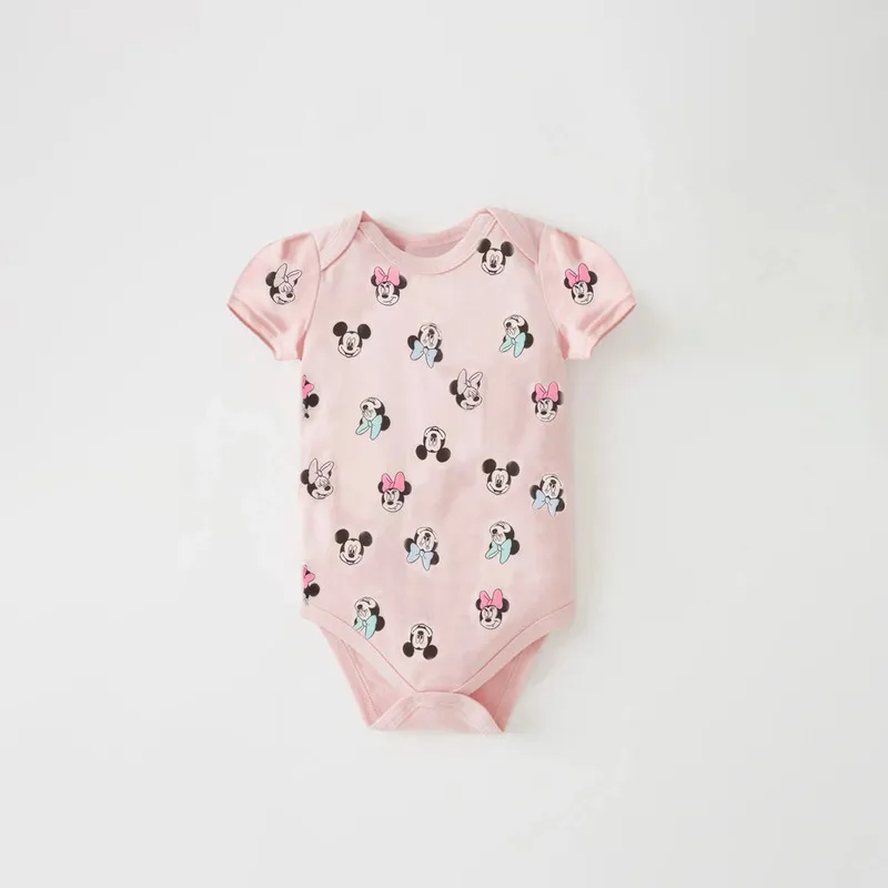 

2024 Newborn Infant Bodysuits for Summer Lovely Minnie Mickey Printed Romper Cute Baby Clothing