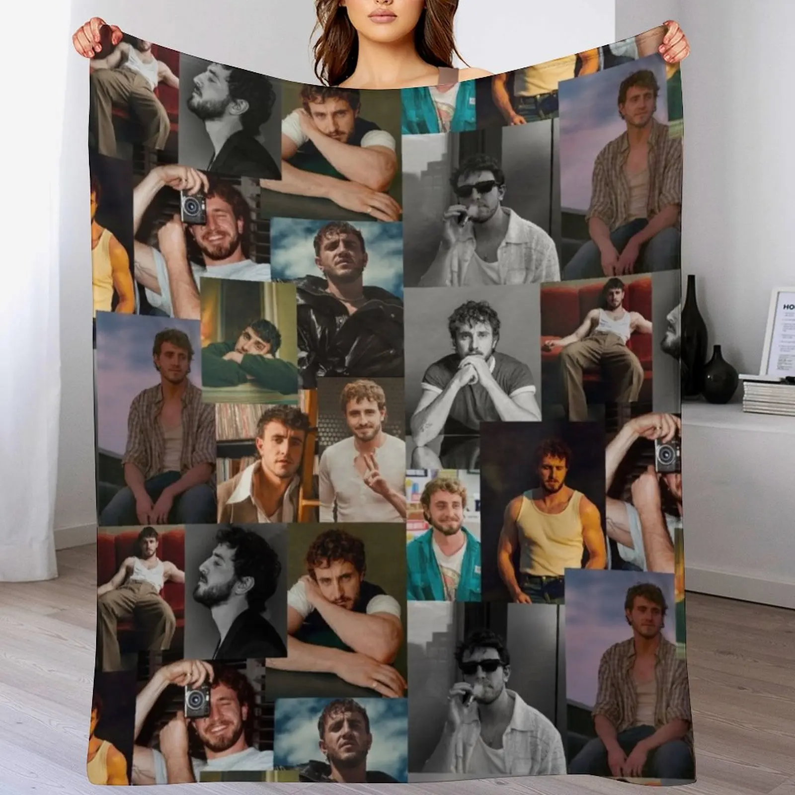 

paul mescal collage Throw Blanket Bed Fashionable anime For Baby Blankets