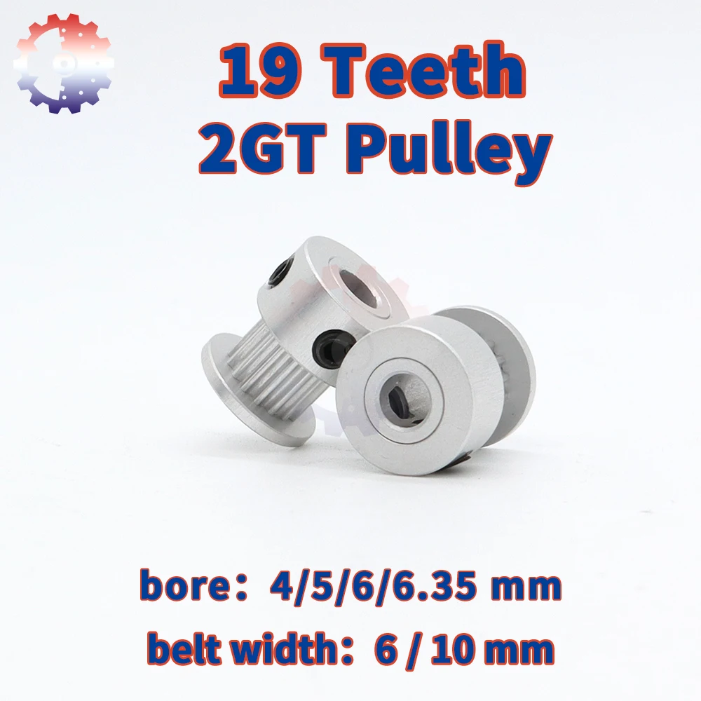 

19Teeth 2GT Timing Pulley Bore 4/5/6/6.35mm 2M Belt Width 6/10mm 19 Teeth GT2 Belt Pulley for 3D Printer Gear 19T Pulleys Wheel