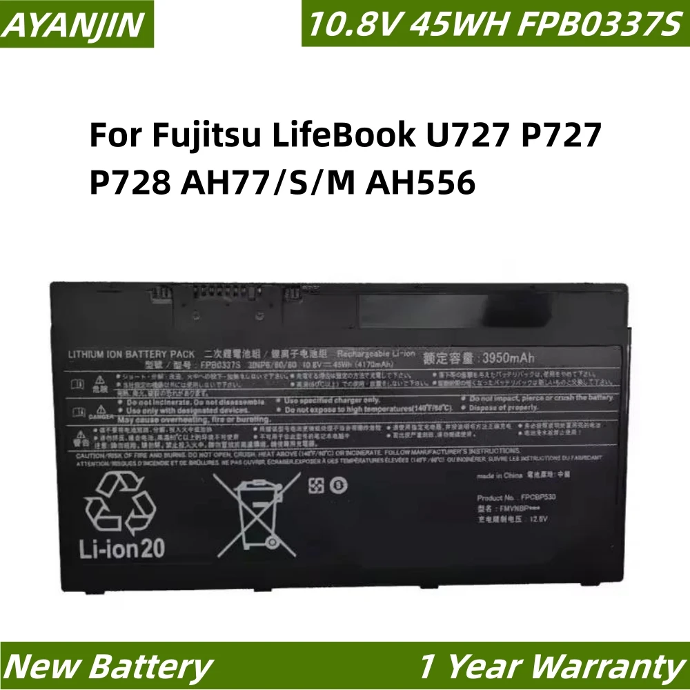 10.8V 45Wh Laptop Battery FPB0337S PPCBP530 FMVNBP246 for FUJITSU Lifebook P727 P728 U727 U728 U729 U729X Series