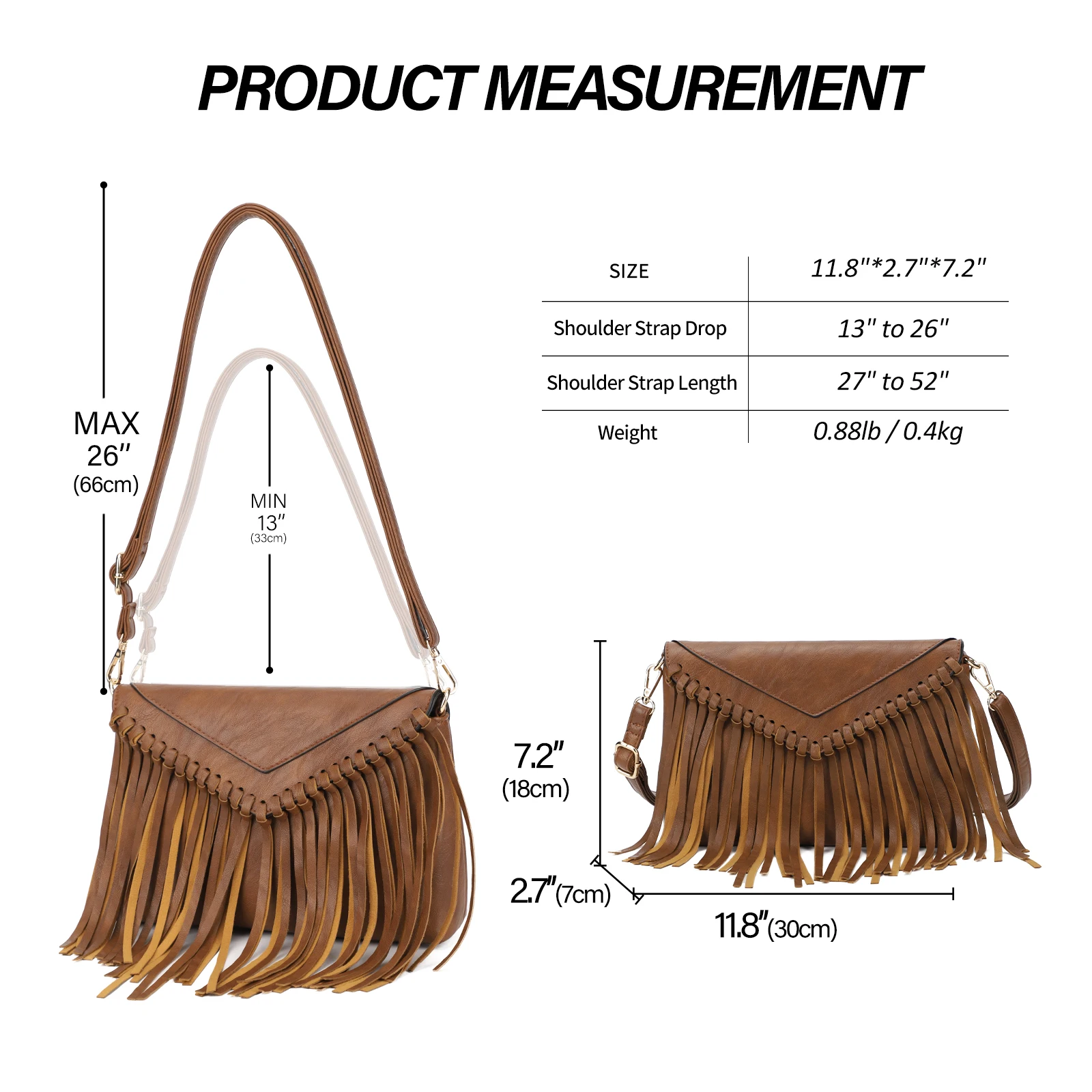 Boho Style Tassel Crossbody Bag Vintage Western Shoulder Bag Casual Fringe Messenger Bag For Women