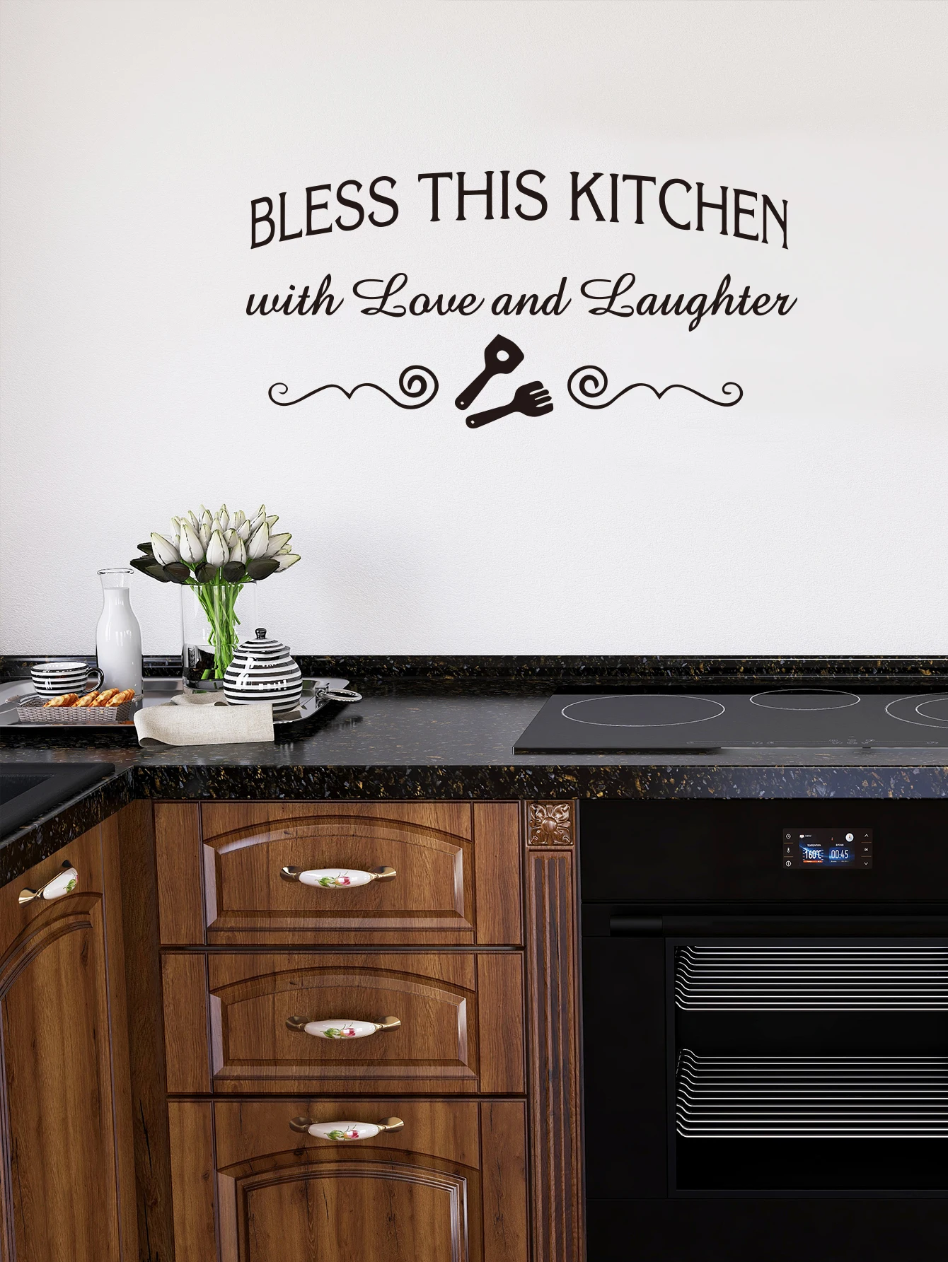 

1 pc bless this kitchen with love and laughter Waterproof Wall Stickers Home Decor for kitchen Decal Creative Stickers