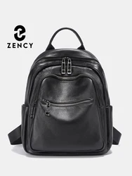 Zency 여성용 대용량 여행 배낭, 간단한 정품 가죽 배낭, 숙녀 사첼 책가방 2024