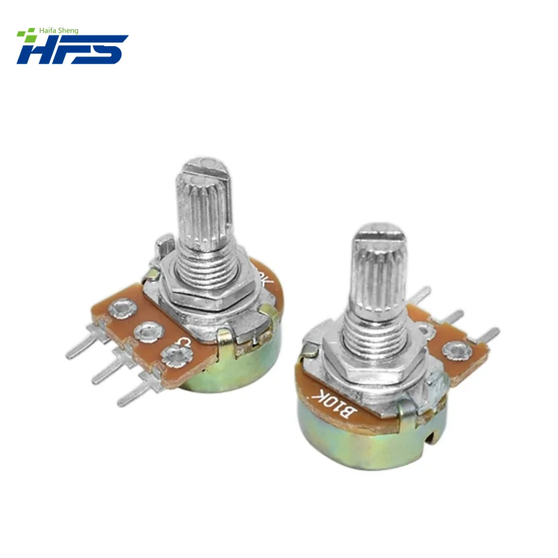 10PCS WH148 Linear Potentiometer B1K B2K B5K B10K B20K B50K B100K B250K B500K B1M 15mm Shaft With Nuts Washers 3pin WH148