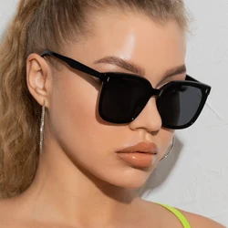 Fashion Korean Personality Ins Trend Black Square Frame UV400 Sunglasses for Unisex Street Sunglass