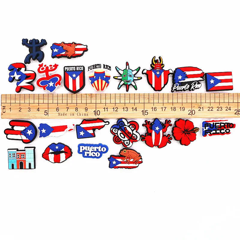 Novelty 21pcs/lot Funny PVC Shoe Charms Puerto Rico Style Sandals Decorations Accessories for  Kids Party X-mas Gifts