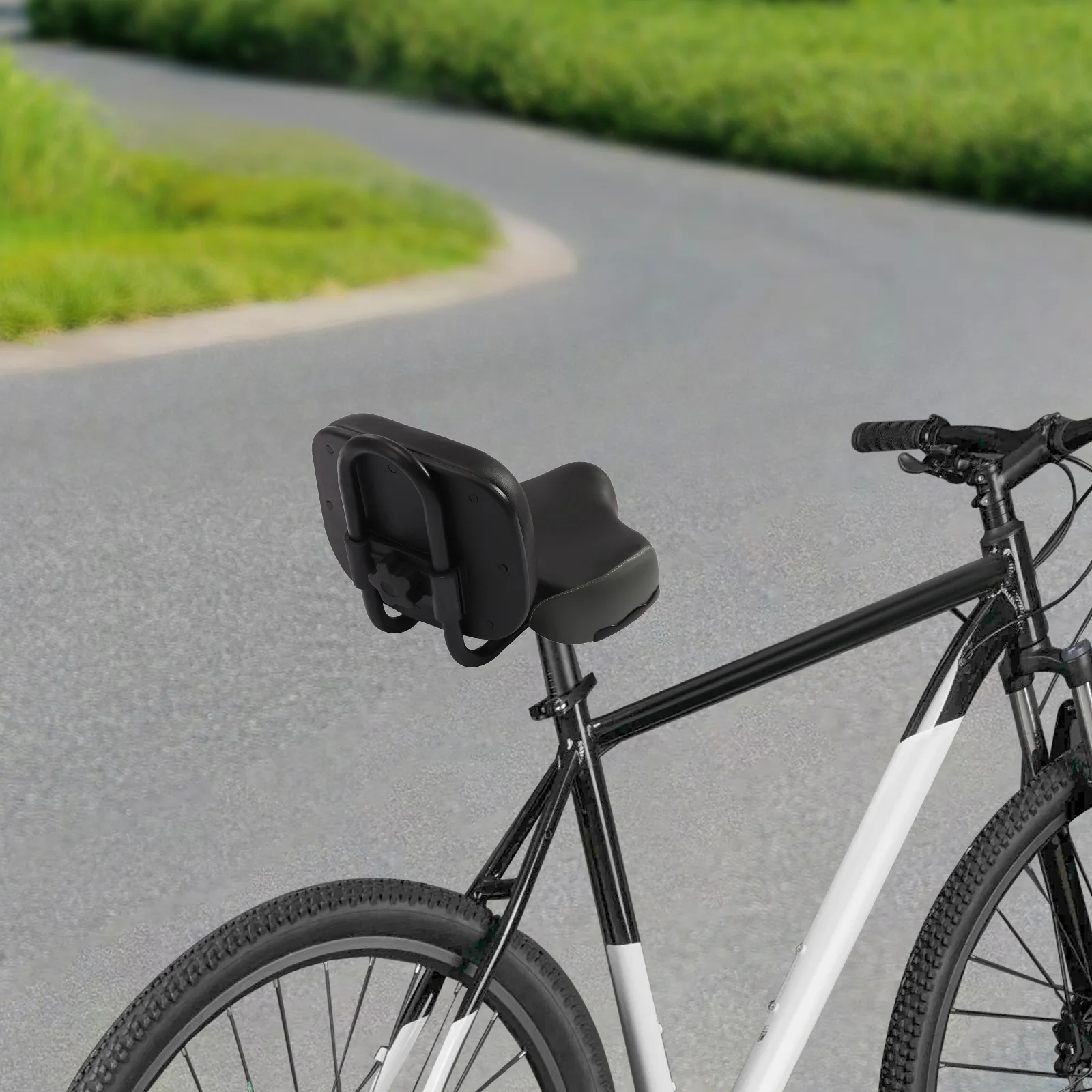 مقعد دراجة مريح مع مسند ظهر قابل للتعديل ووسادة من البولي يوريثان وإطار فولاذي عالي الكربون - سرج بديل لدراجة ثلاثية العجلات للبالغين