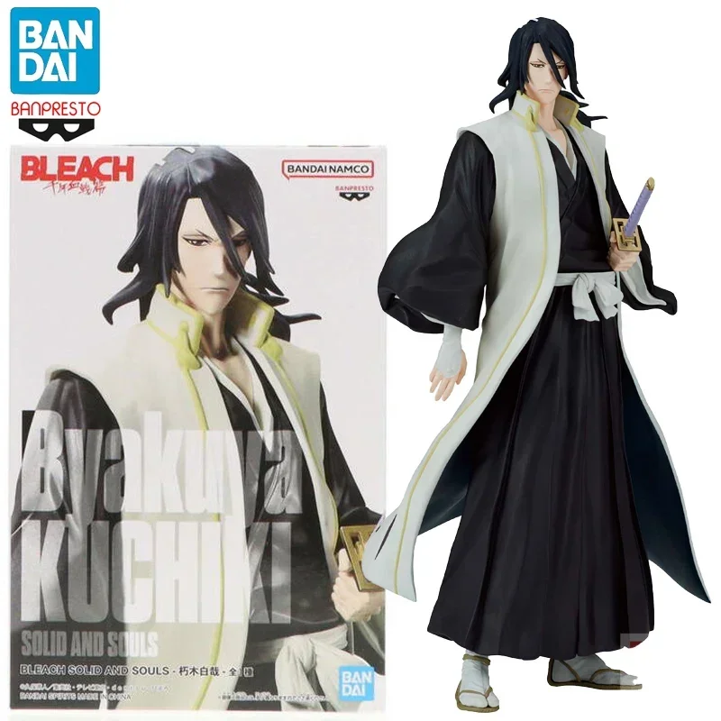 Genuine In Stock BANPRESTO SOLID AND SOULS BLEACH Kuchiki Byakuya PVC 17CM Anime Action Figures Gift Model Collection Toys