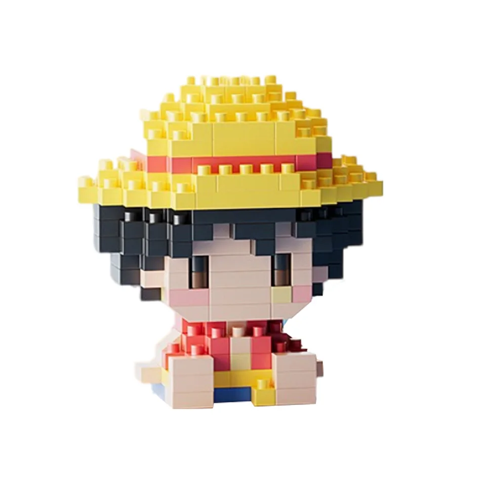 Beliebte ONE PIECE Sonnengott Nika Luffy Micro Action Block Chopper Ace Buggy 3D Anime Modell Bausatz Mini Bausteine Figuren Spielzeug als Geschenk