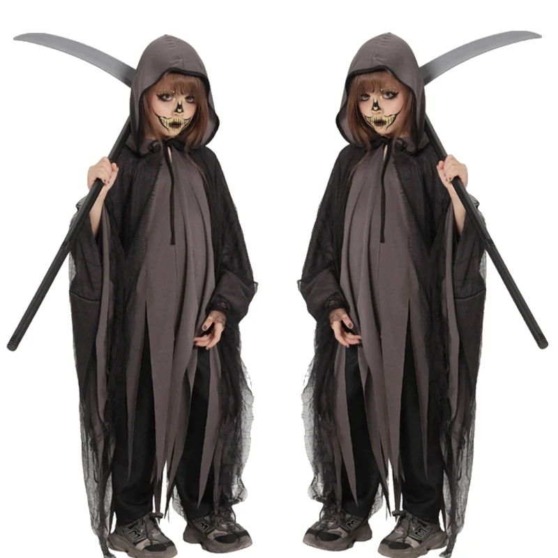 

32/5000 новый детский костюм смерти, костюм на Хэллоуин, забавный костюм призрака, смерти, вечерние, школьные мероприятия, стоимость сценического выступления