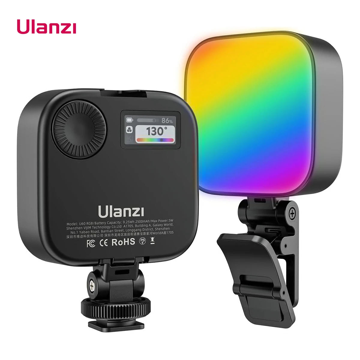 

Ulanzi U60 RGB Video Light 2500mAh Pockect Fill Light 2500K-9000K for Camera Phone Tripod for Photography Video Livestreaming