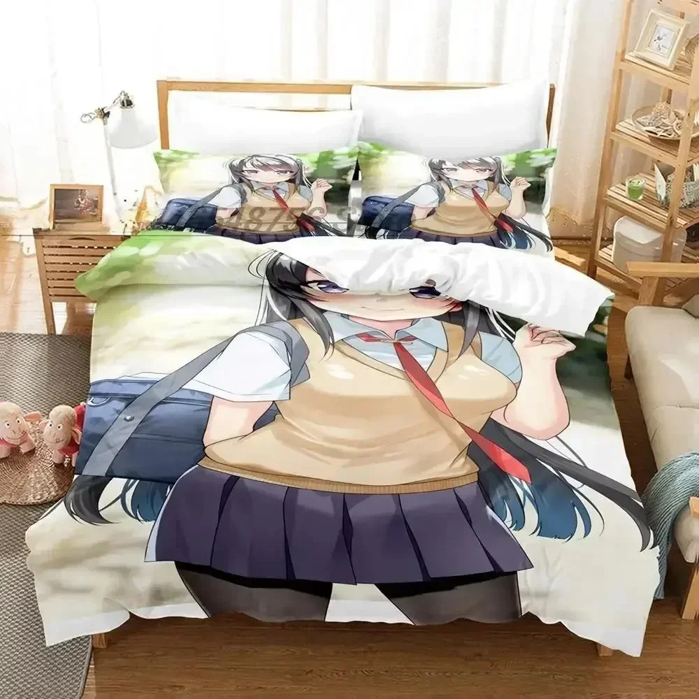 

Sakurajima Mai Bedding Set Single Twin Full Queen King Size Bed Set Adult Kid Bedroom Duvet cover Sets 3D Print Anime beddding