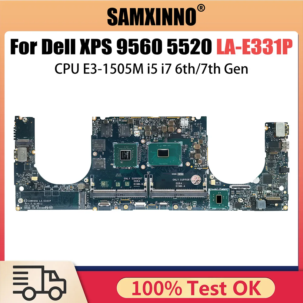 LA-E331P Mainboard For Dell 5520 9560 Notebook 0YH90J 0GDXD5 0HW7C4 0V90XP 03YC22 Laptop Motherboard E3-1505M i5 i7 6 7th