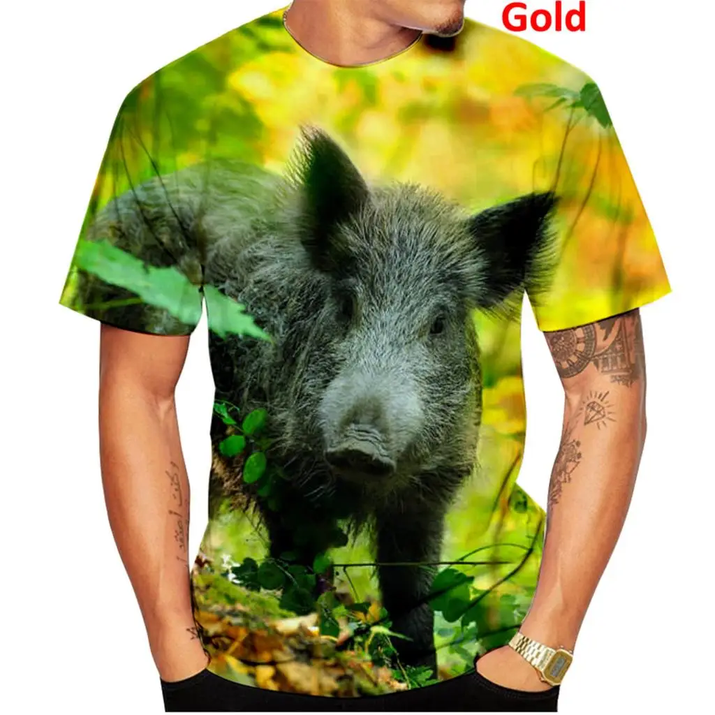 2022 Funny Swine Casual Tops Camo Hunting Animal Wild Boar 3D Print Men/Women T Shirt