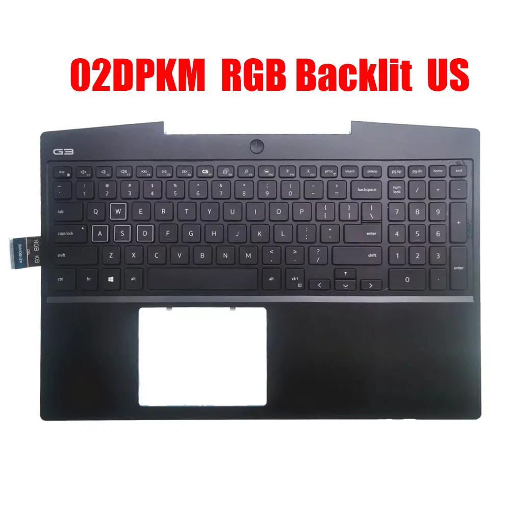 Laptop Palmrest For DELL G3 3500 02DPKM 2DPKM With RGB Backlit English US Keyboard Upper Case White Keycaps New