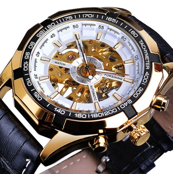 Men\'s Business Leisure Watch Manual Mechanical Watch Breathable Leather Strap Night Light Waterproof Watch Leisure Men\'s Watch